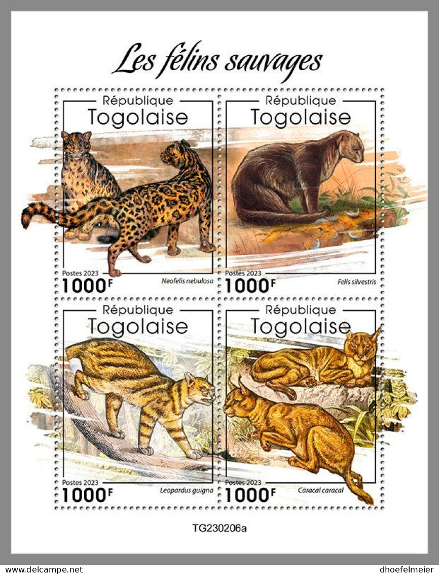 TOGO 2023 MNH Wild Cats Wildkatzen M/S – OFFICIAL ISSUE – DHQ2414 - Big Cats (cats Of Prey)