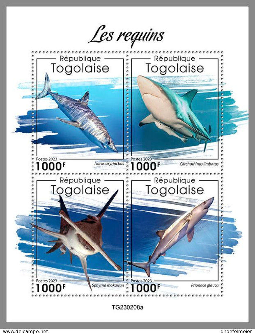 TOGO 2023 MNH Sharks Haie Requins M/S – OFFICIAL ISSUE – DHQ2414 - Otros & Sin Clasificación