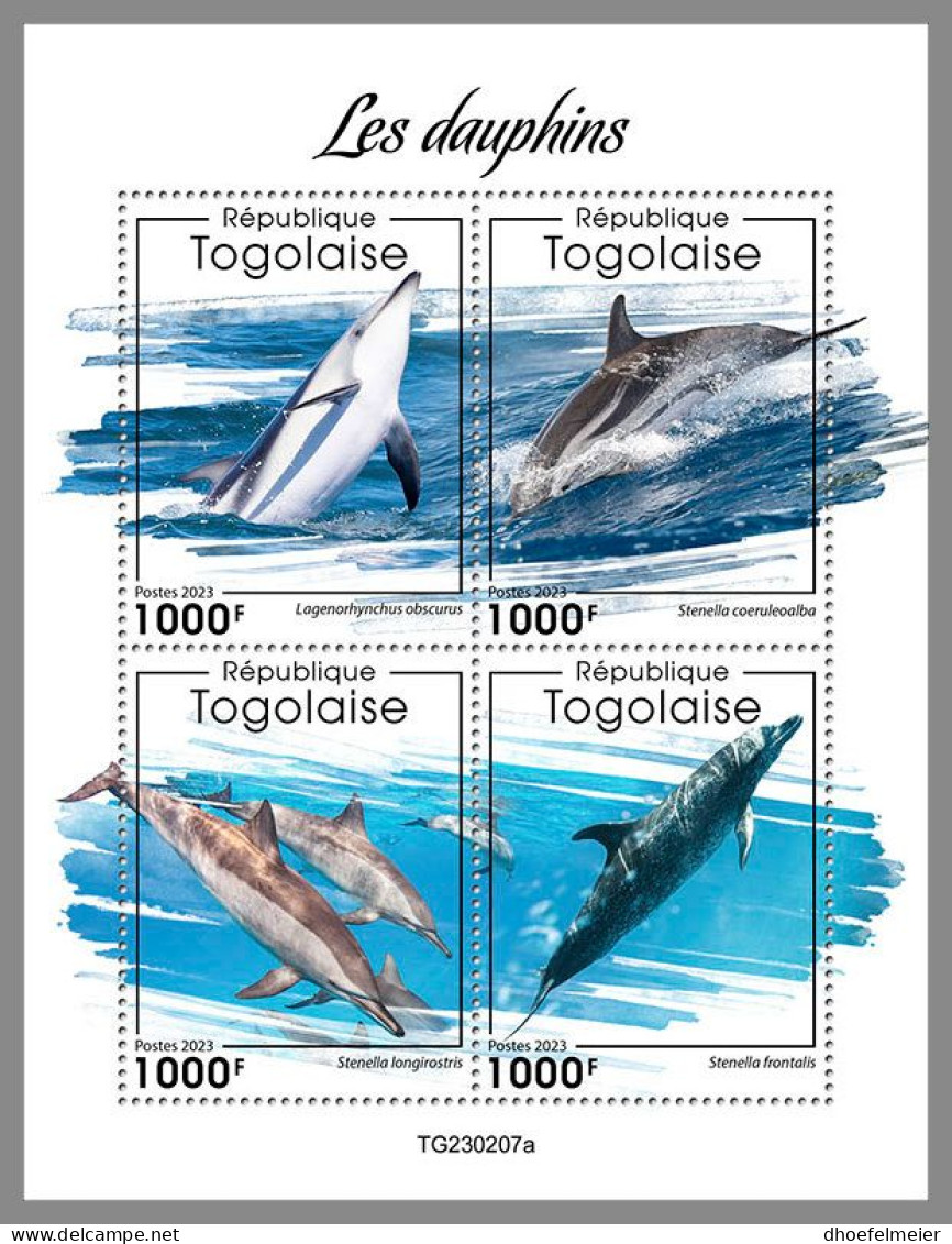 TOGO 2023 MNH Dolphins Delphine M/S – OFFICIAL ISSUE – DHQ2414 - Dolphins