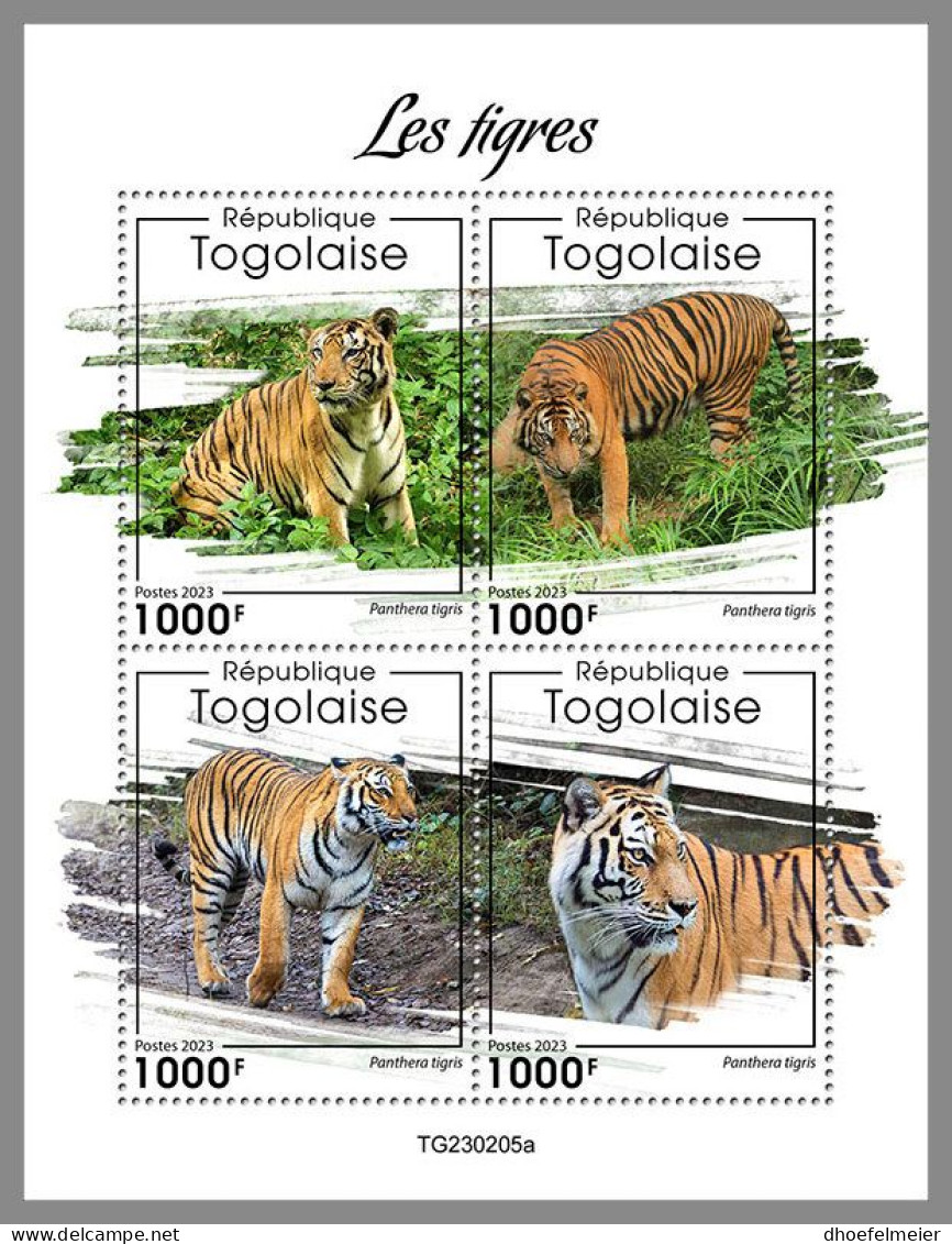 TOGO 2023 MNH Tigers Tiger Tigres M/S – OFFICIAL ISSUE – DHQ2414 - Félins