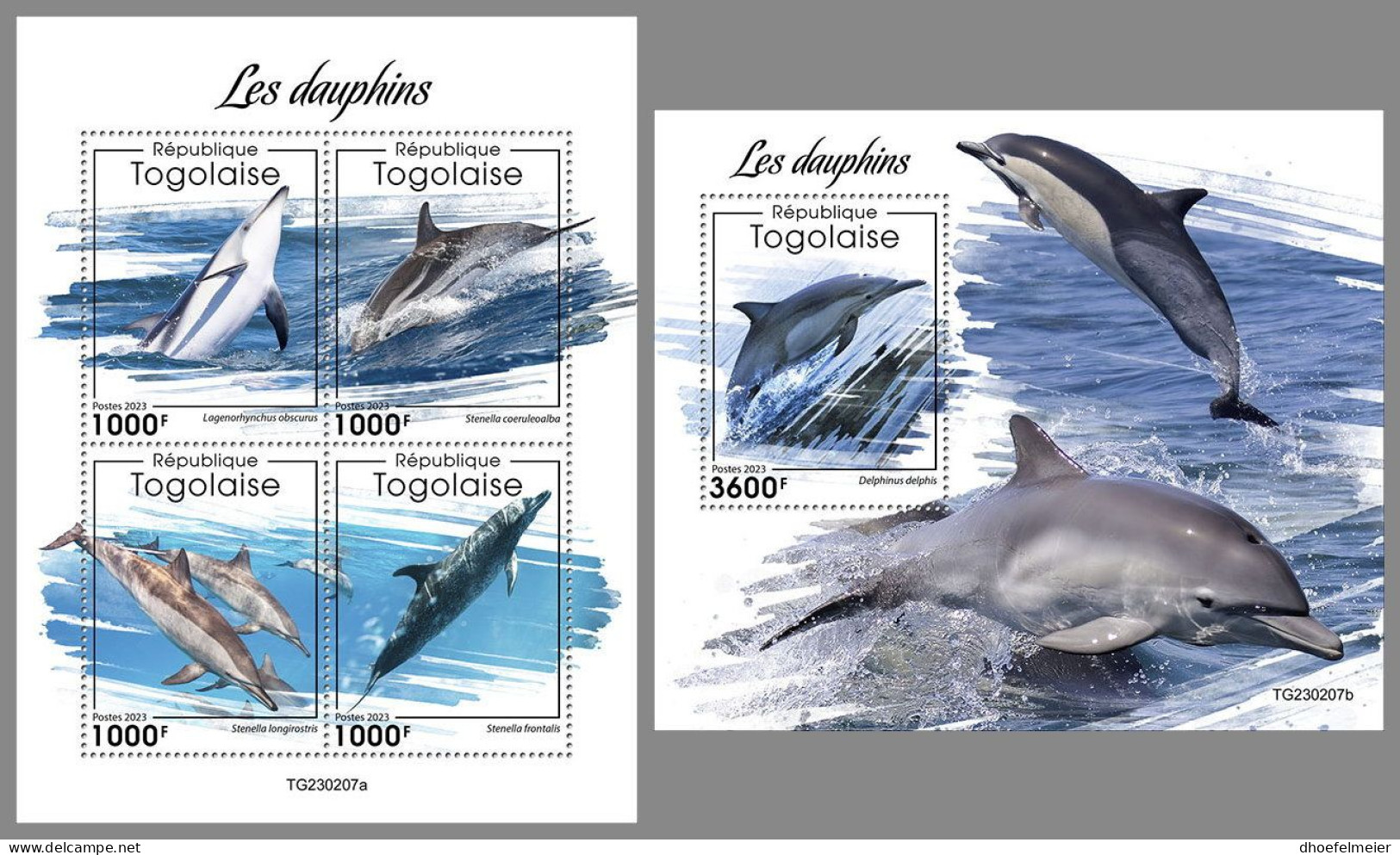 TOGO 2023 MNH Dolphins Delphine M/S+S/S – OFFICIAL ISSUE – DHQ2414 - Delfines