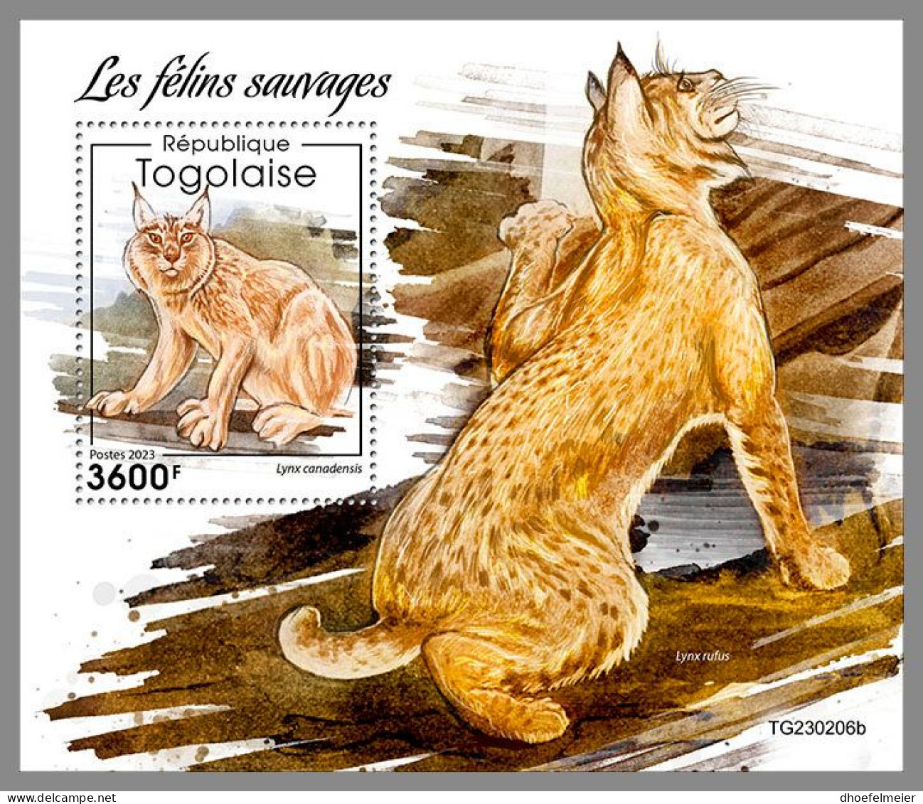 TOGO 2023 MNH Wild Cats Wildkatzen S/S – OFFICIAL ISSUE – DHQ2414 - Big Cats (cats Of Prey)