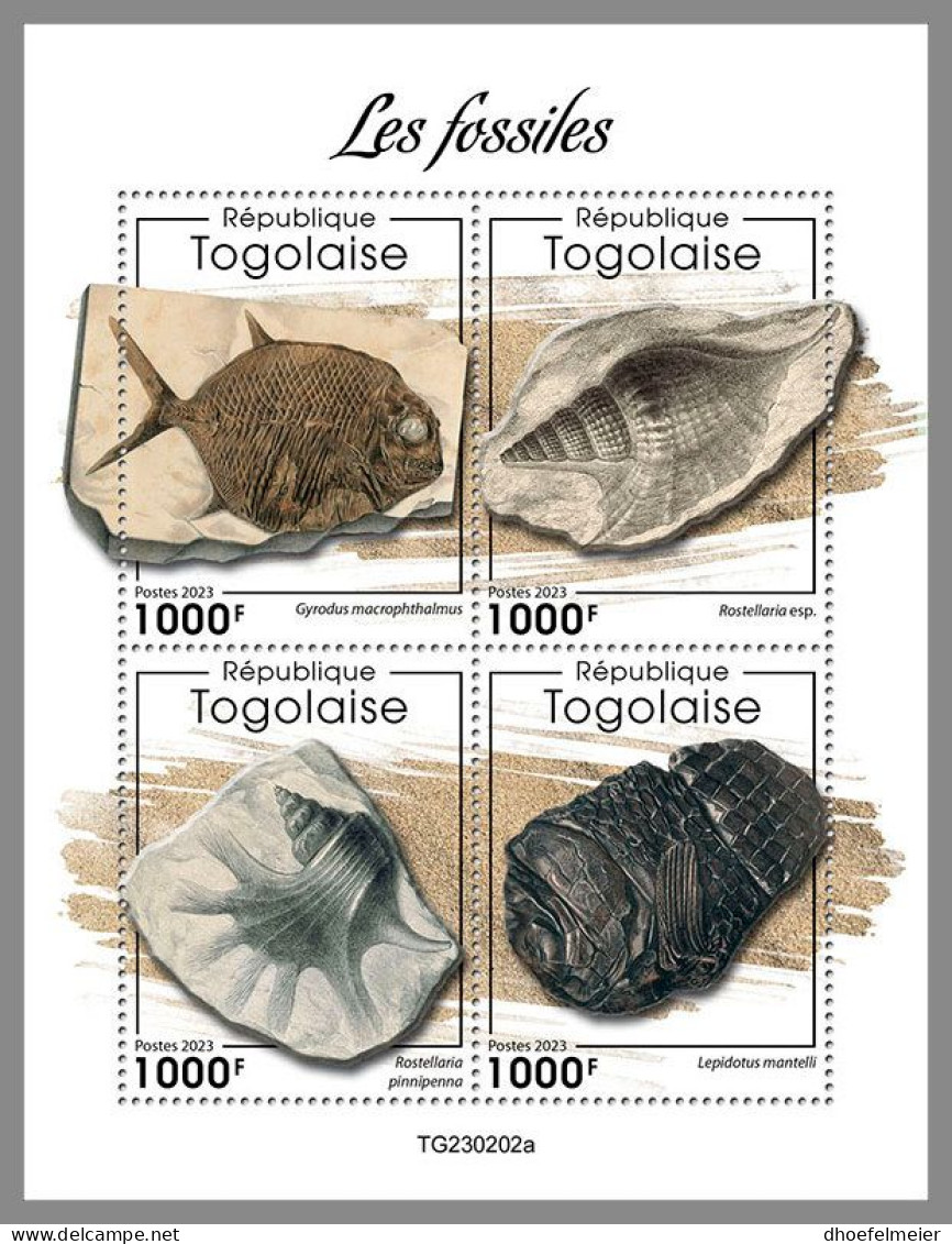 TOGO 2023 MNH Fossils Fossilien M/S – OFFICIAL ISSUE – DHQ2414 - Fossili