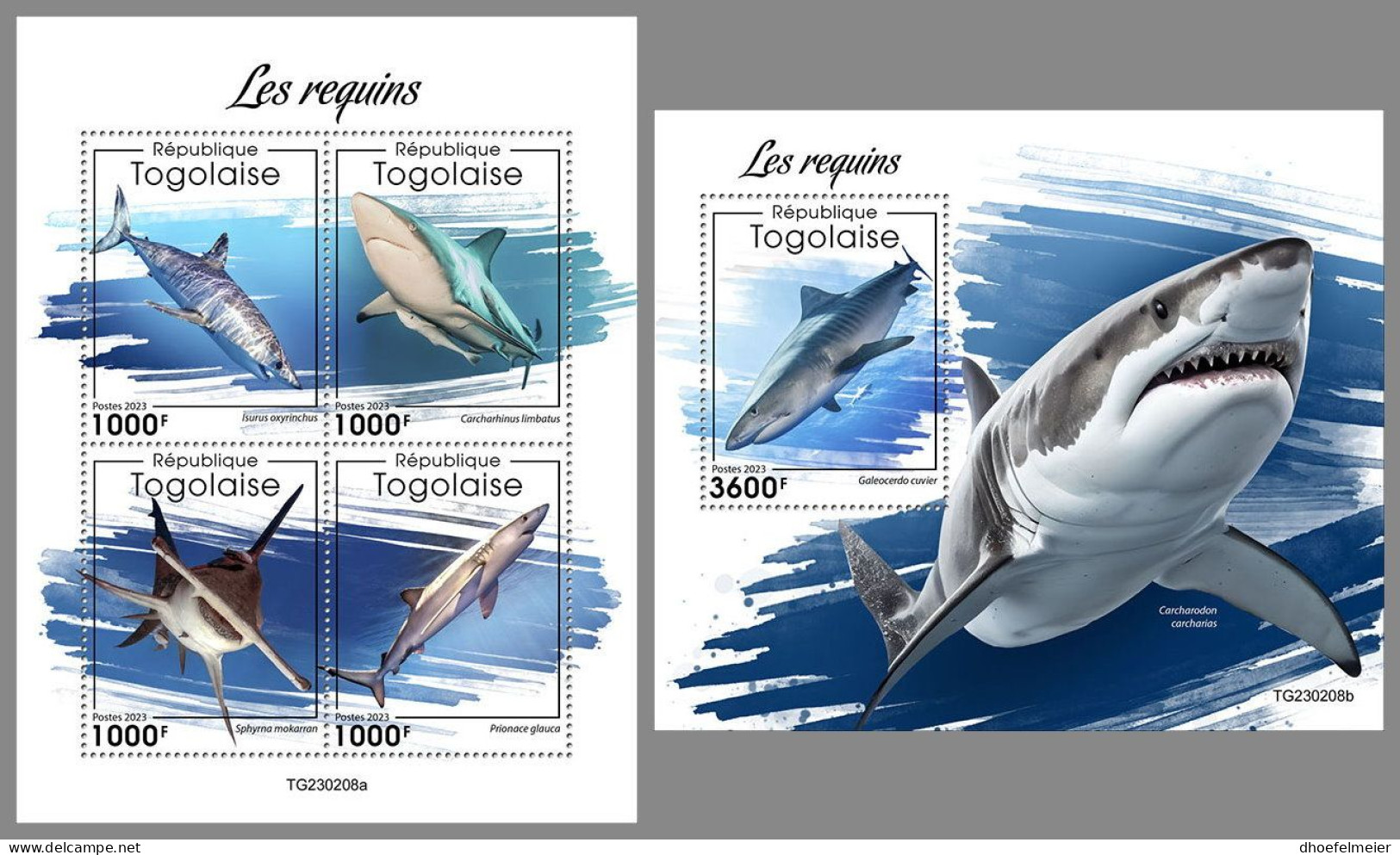 TOGO 2023 MNH Sharks Haie Requins M/S+S/S – IMPERFORATED – DHQ2414 - Sonstige & Ohne Zuordnung