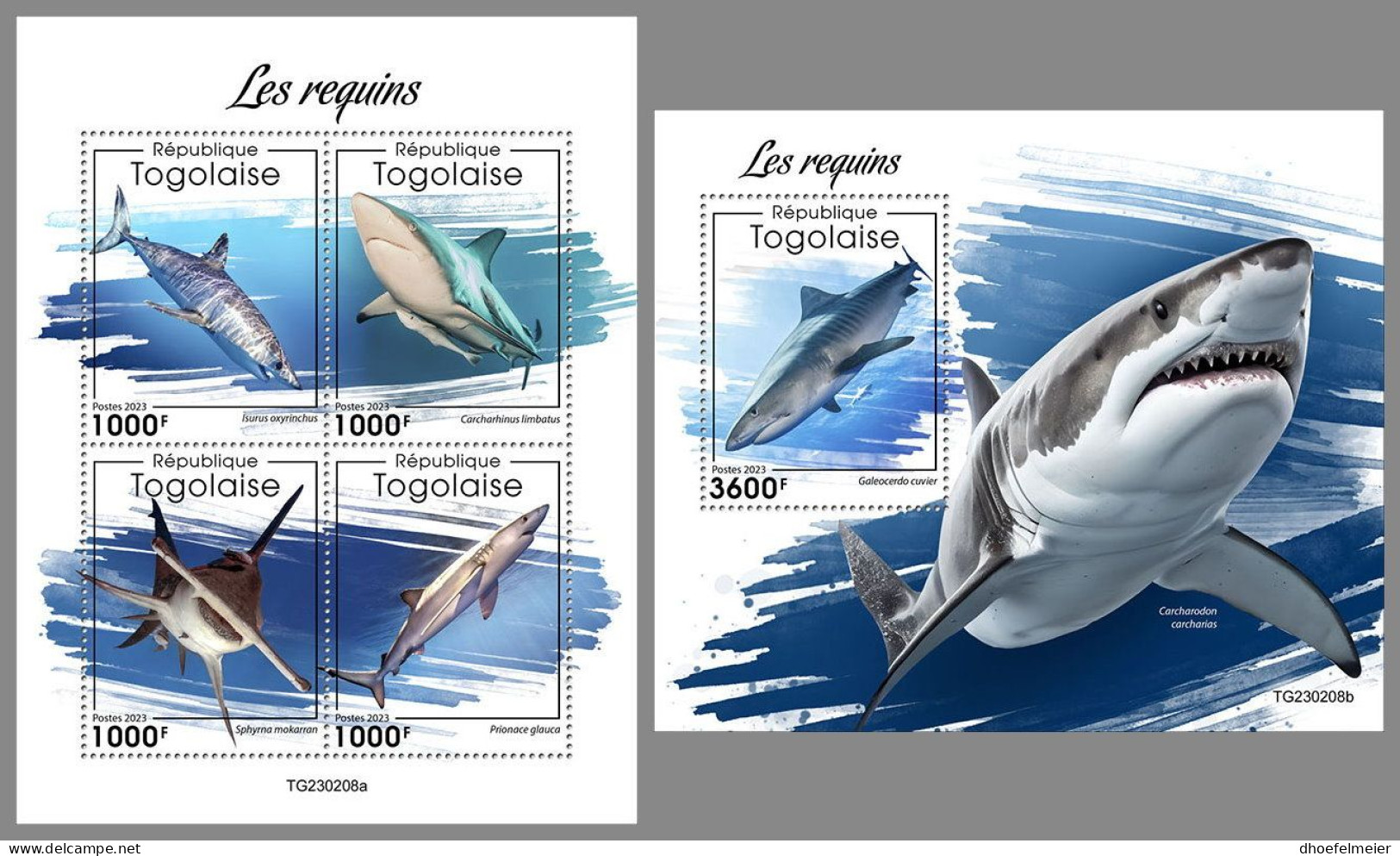 TOGO 2023 MNH Sharks Haie Requins M/S+S/S – IMPERFORATED – DHQ2414 - Otros & Sin Clasificación