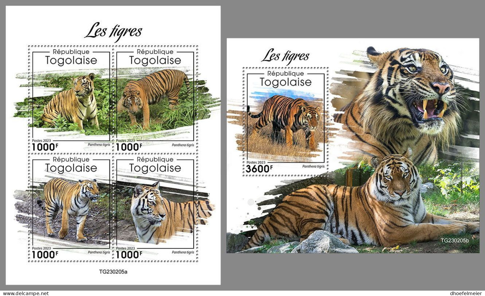 TOGO 2023 MNH Tigers Tiger Tigres M/S+S/S – IMPERFORATED – DHQ2414 - Big Cats (cats Of Prey)