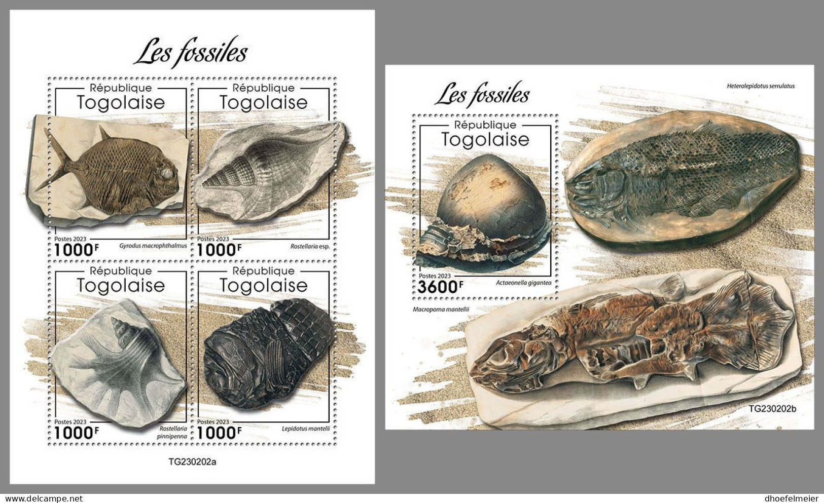 TOGO 2023 MNH Fossils Fossilien M/S+S/S – IMPERFORATED – DHQ2414 - Fossils