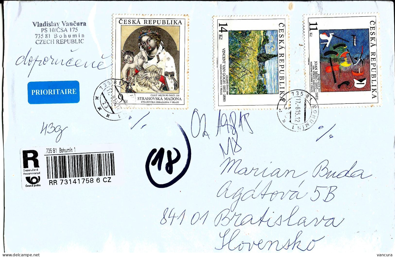 R Envelope 28 - 29 Czech Republic Joan Miro Gogh 1993 - Moderne