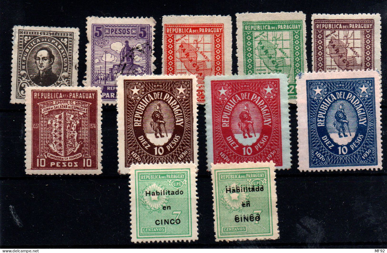 Paraguay Nº 275/80, 323, 327/9. Año 1927/30 - Paraguay