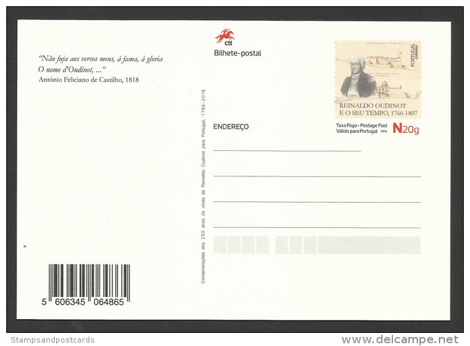 Portugal Reinaldo Oudinot Ingénierie Hydraulique France XVIII Entier Postal 2016 Postal Stationery Engineering Hydraulic - Ganzsachen