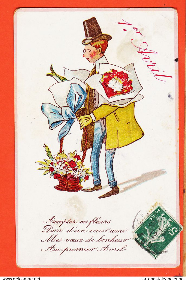 17463 / ⭐ Premier 1er Avril- Acceptez Ces Fleurs 1912 à Honoré VILAREM Port-Vendres Edition GB - 1er Avril - Poisson D'avril
