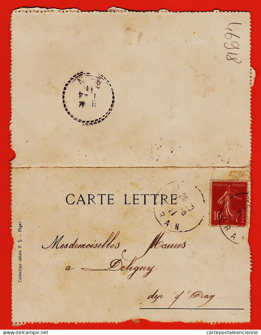 17467 / ⭐ ♥️ Superbe Double-Carte-Lettre Nbrx AJOUTIS Dont Poisson 1911  MAURIS Deligny Département ORAN  Idéale P.S - 1er Avril - Poisson D'avril