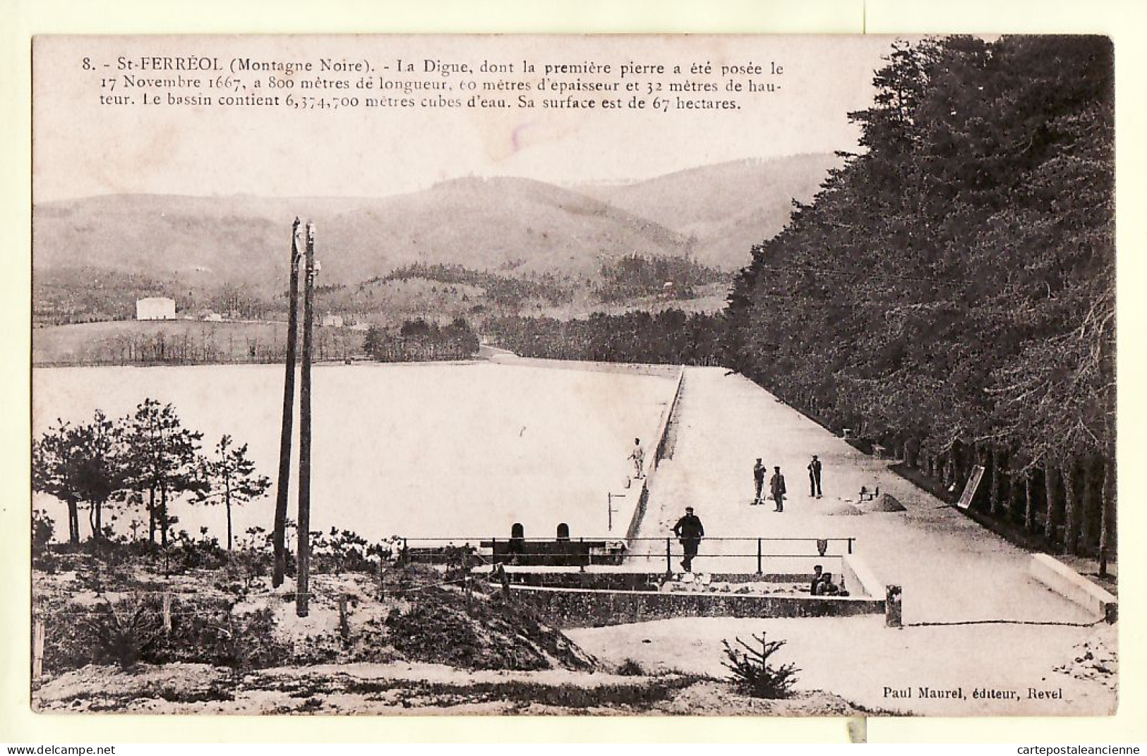 17175 / ⭐ SAINT-FERREOL St REVEL Haute-Garonne Travaux DIGUE Montagne Noire CPA Pionniere écrite 1900s - Paul MAUREL 8 - Revel