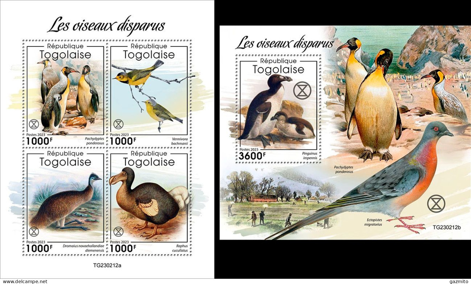 Togo 2023, Animals, Extincts Birds, Penguins, 4val In BF +BF - Pinguini
