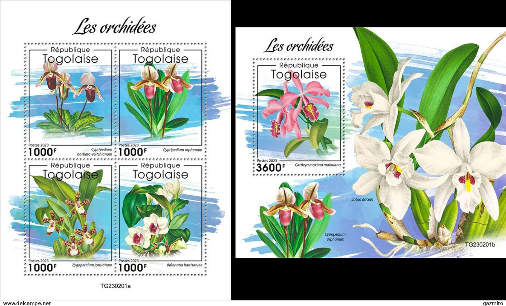 Togo 2023, Orchids, 4val In BF +BF - Orchidee