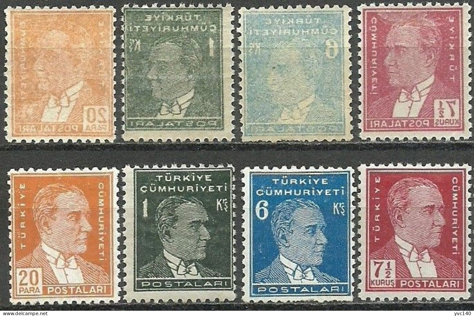 Turkey; 1931 1st Ataturk Issue "Abklatsch Errors" MNH**/MH* - Nuovi