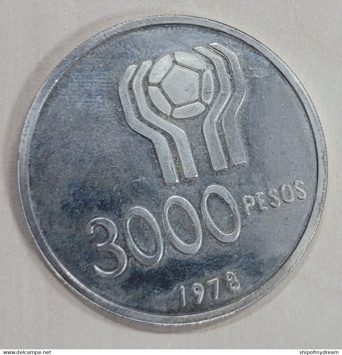 Argentina Silver 3000 Pesos 1978. KM-80. World Soccer Championship - Argentinië