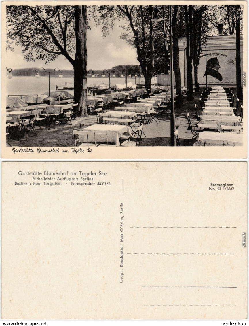 Ansichtskarte Tegel Berlin Gaststätte Blumeshof - Tegeler See 1930 - Tegel