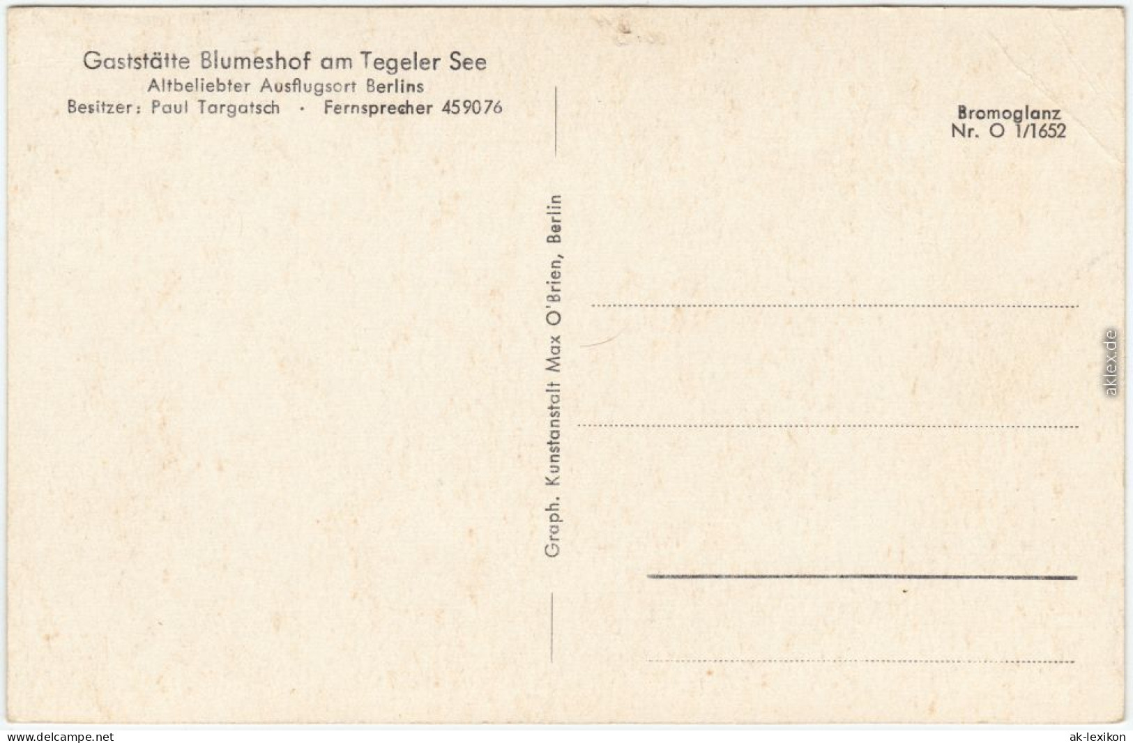 Ansichtskarte Tegel Berlin Gaststätte Blumeshof - Tegeler See 1930 - Tegel