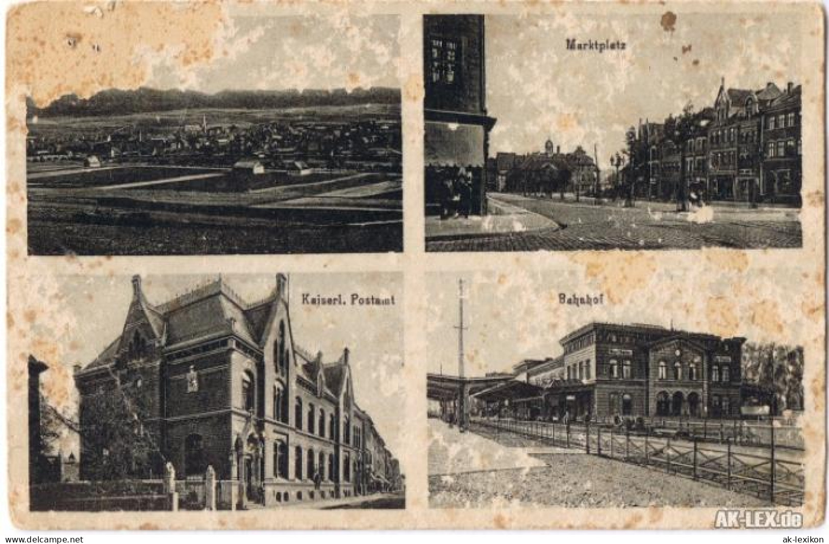 Northeim 4-Bild AK Panorama - Marktplatz - Kaiserl. Postamt - Bahnhof 1925 - Northeim