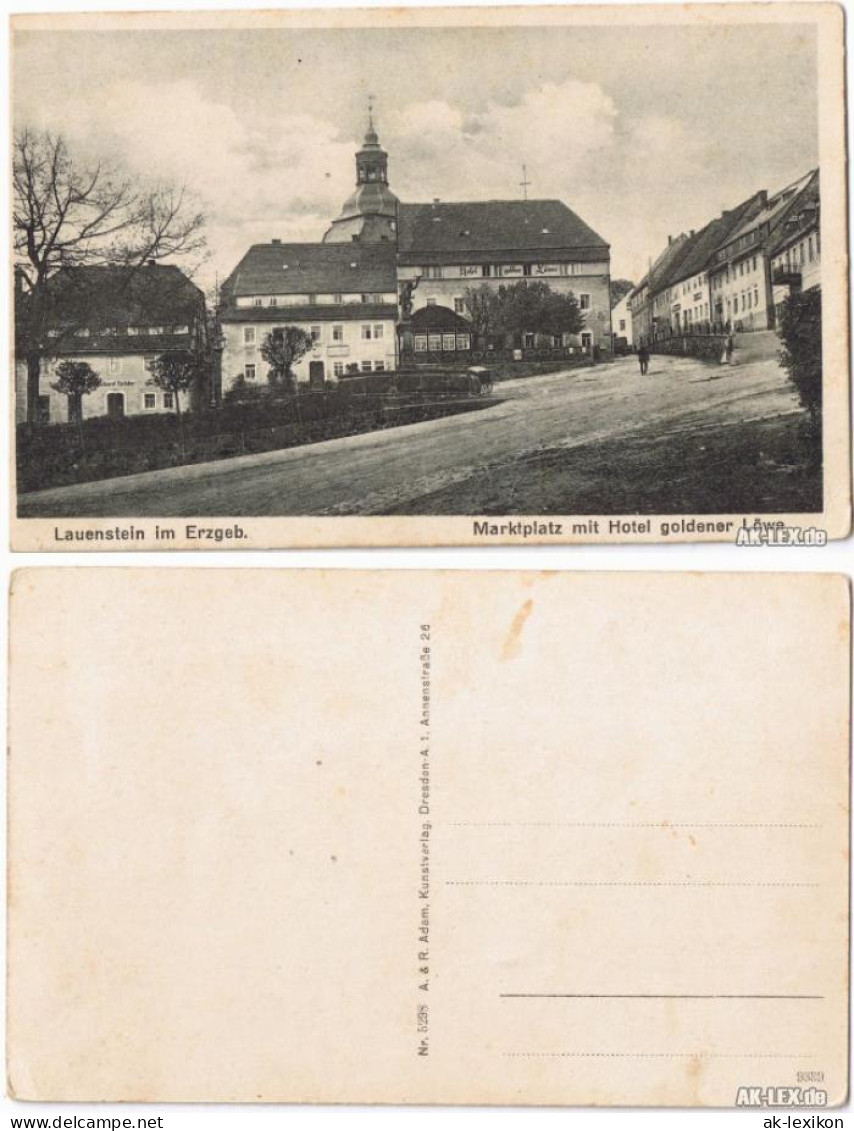 Lauenstein -Altenberg (Erzgebirge) Marktplatz Mit Hotel Goldener Löwe 1920 - Lauenstein