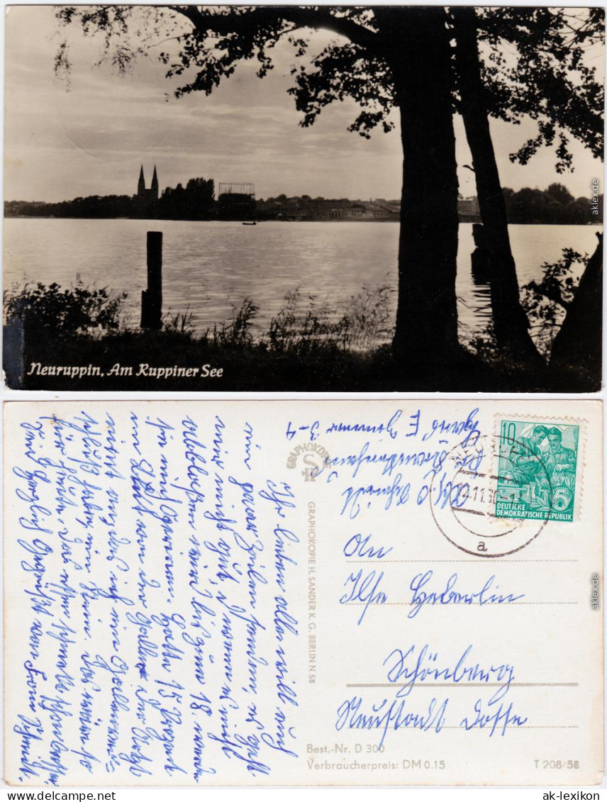 Foto  Ansichtskarte Neuruppin Blick Auf Die Stadt über Den Ruppiner See 1958 - Neuruppin