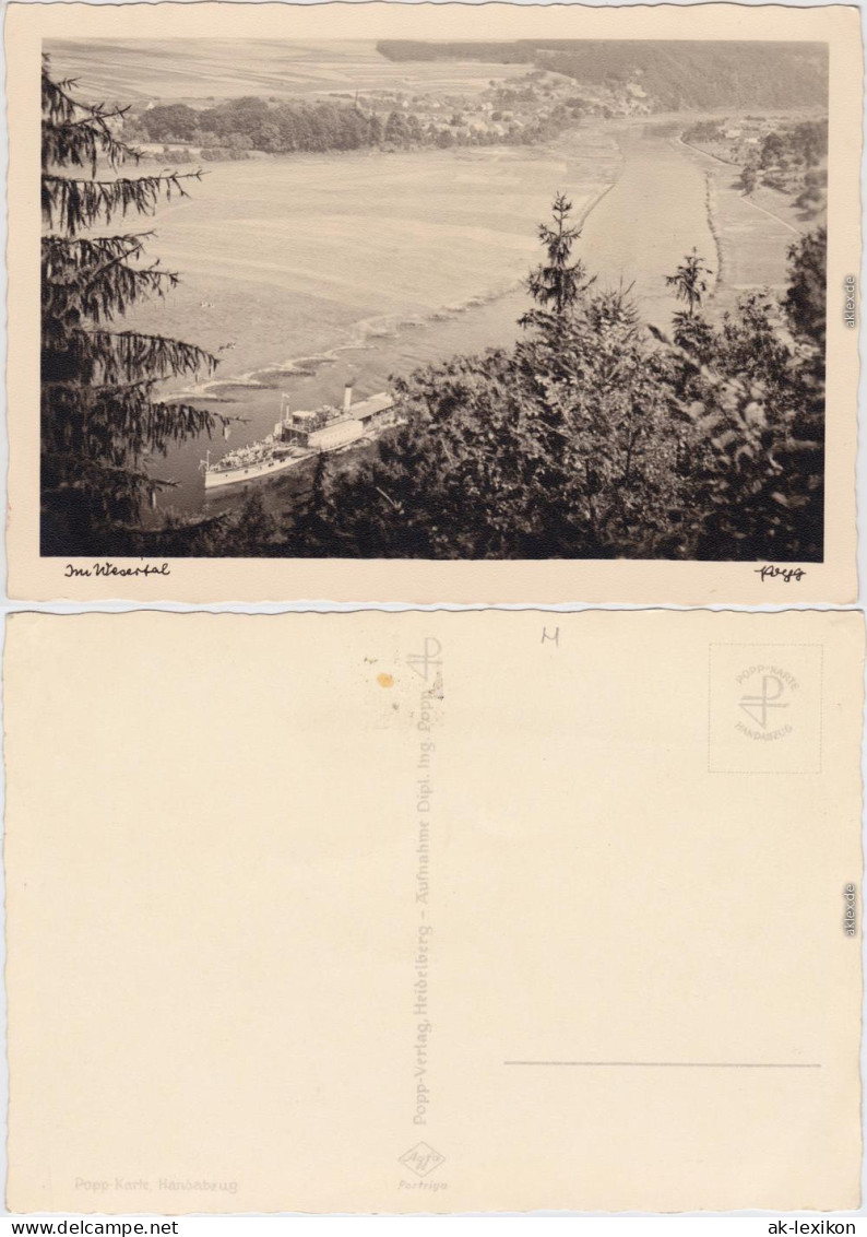 Minden Münden Foto Ansichtskarte Blick Ins Wesertal - Dampfer 1930 - Minden