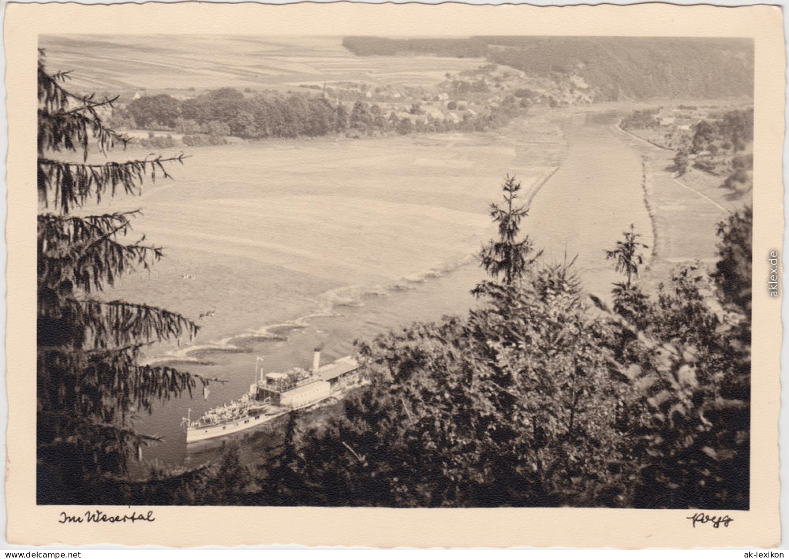 Minden Münden Foto Ansichtskarte Blick Ins Wesertal - Dampfer 1930 - Minden
