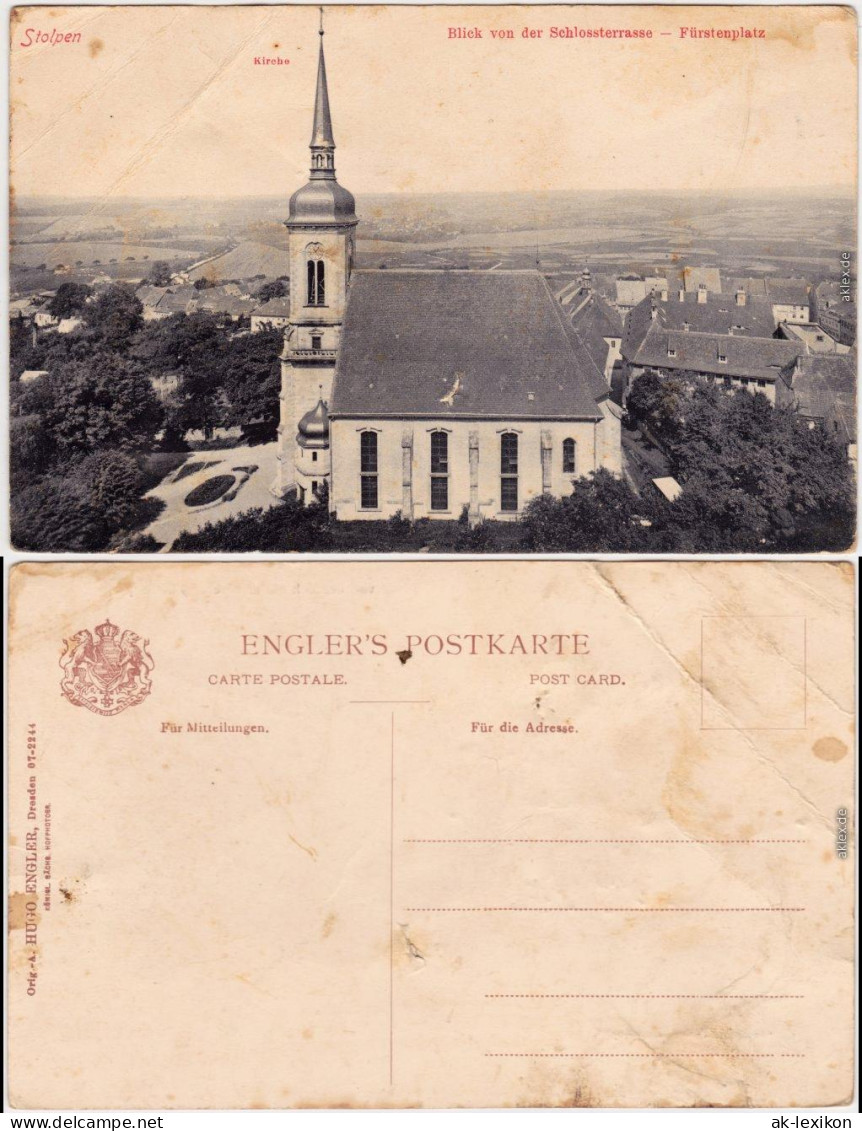 Stolpen Blick Von Der Schlossterrasse - Fürstenplatz Auf Die Kirche 1912 - Stolpen
