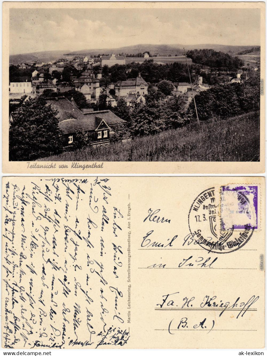 Klingenthal Partie An Der Stadt Ansichtskarte 1938 - Klingenthal