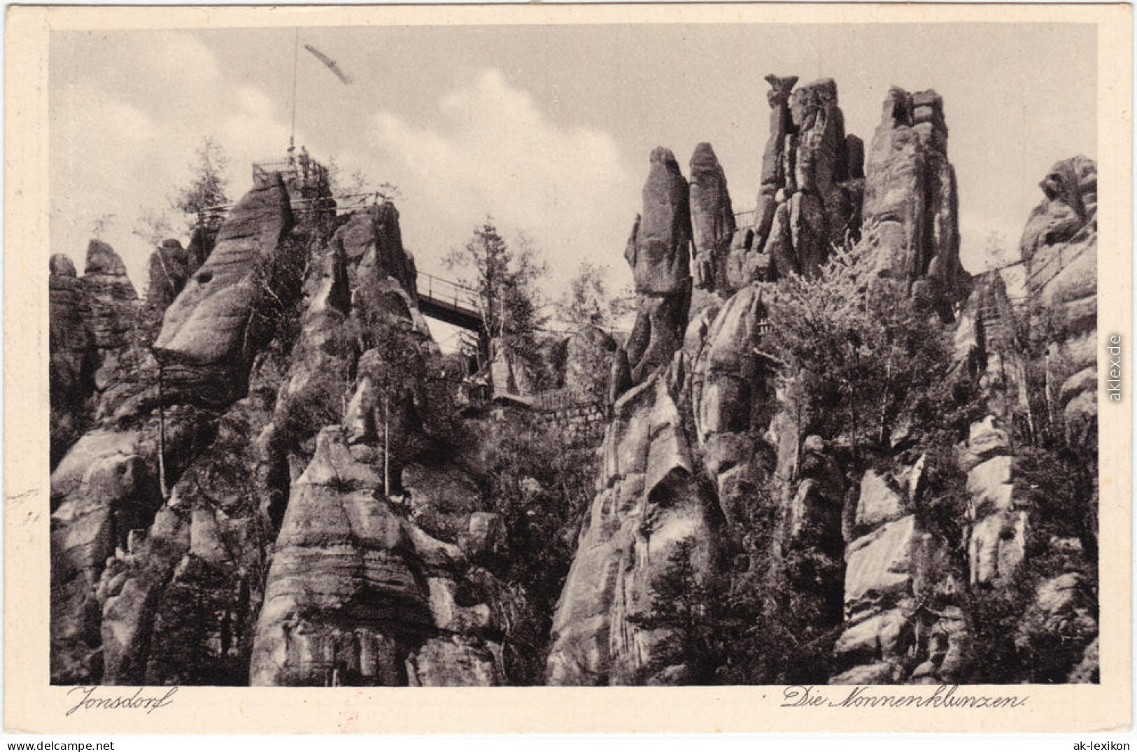 Jonsdorf Die Nonnenklunzen - Brücke Ansichtskarte B Zittau Oberlausitz 1928 - Jonsdorf