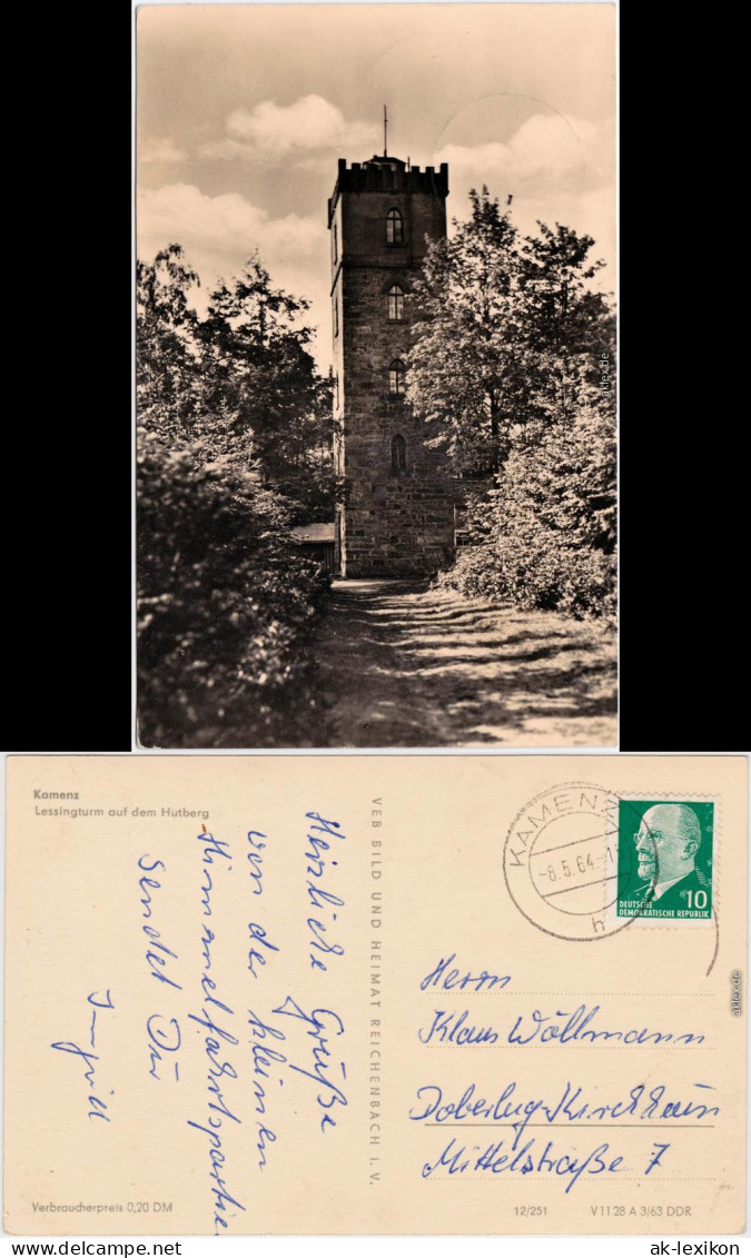 Ansichtskarte Kamenz Kamjenc Lessingturm Auf Dem Hutberg 1964 - Kamenz