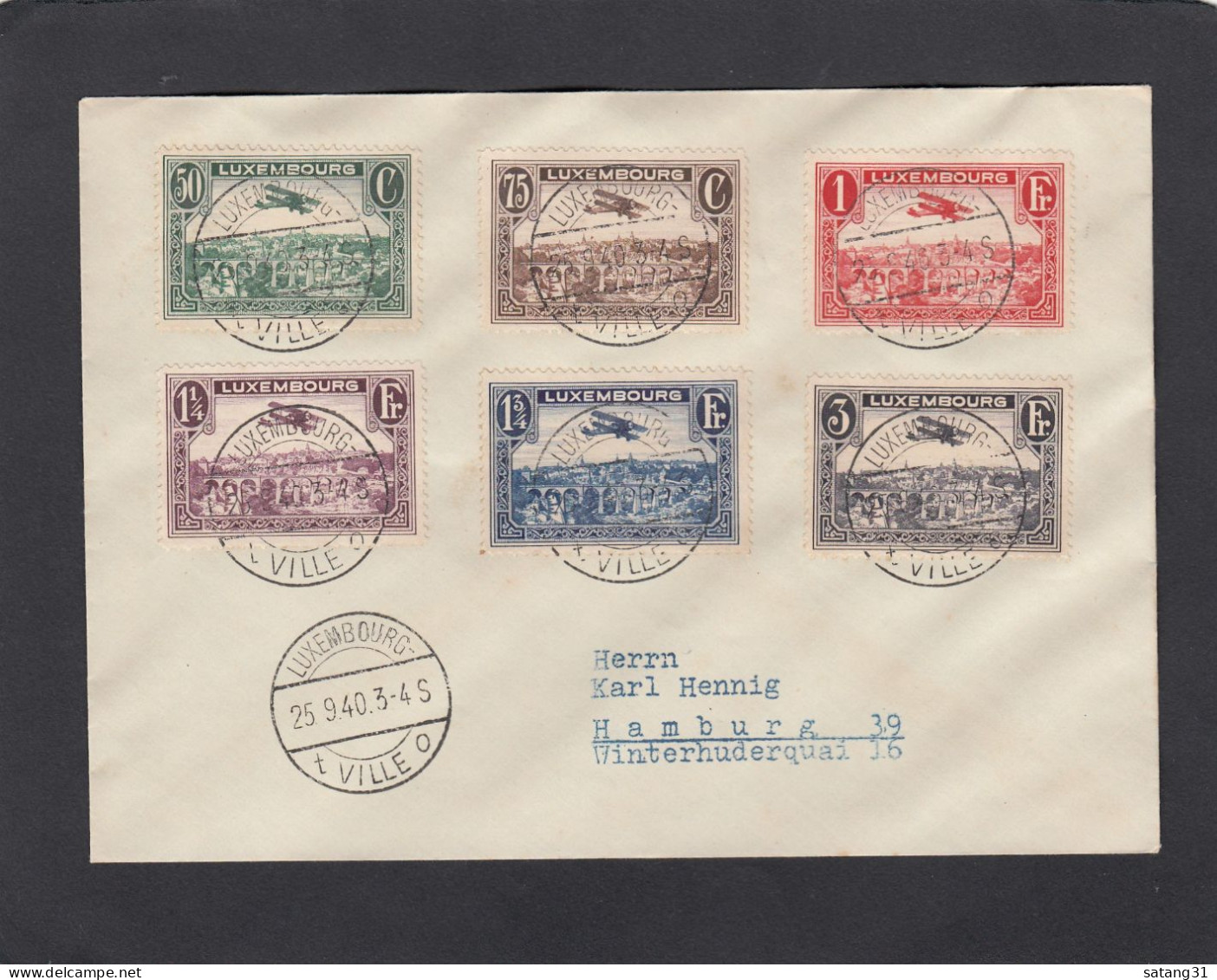 BRIEF AUS LUXEMBURG,MIT SATZ LUFTPOSTBRIEFMARKEN,NACH HAMBURG,25-9-1940. - 1940-1944 Ocupación Alemana