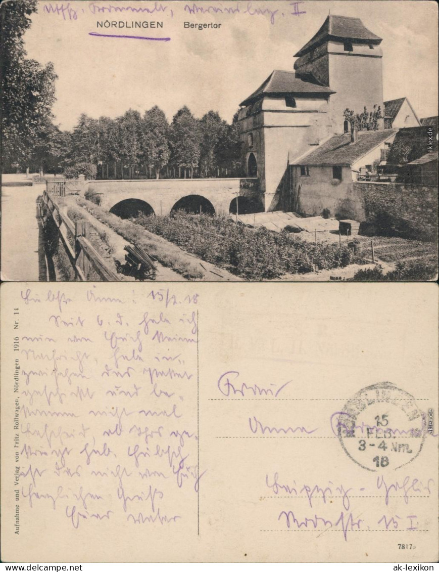 Ansichtskarte Ansichtskarte Nördlingen Partie Am Begertor 1918  - Nördlingen