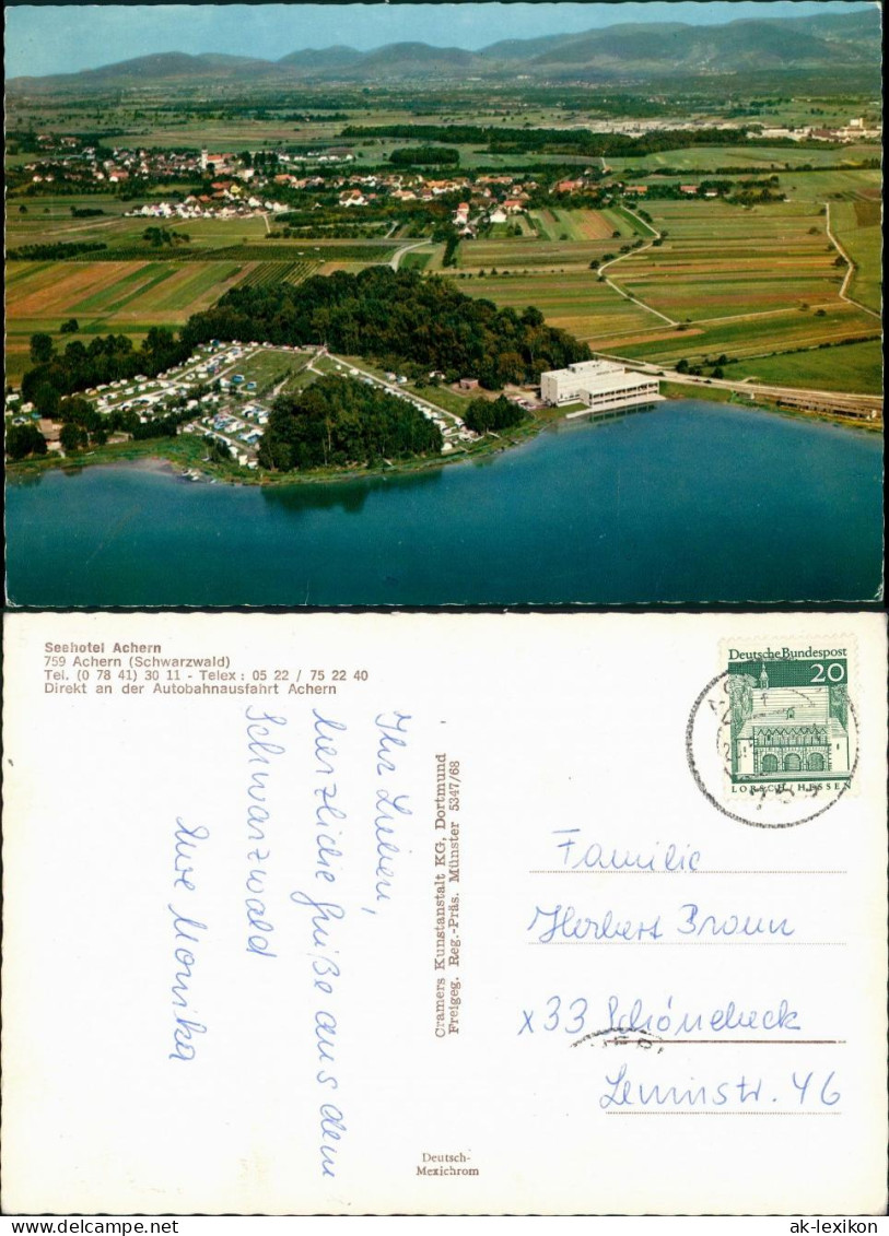 Ansichtskarte Achern Seehotel Schwarzwald Vom Flugzeug Aus, Luftbild 1966 - Achern