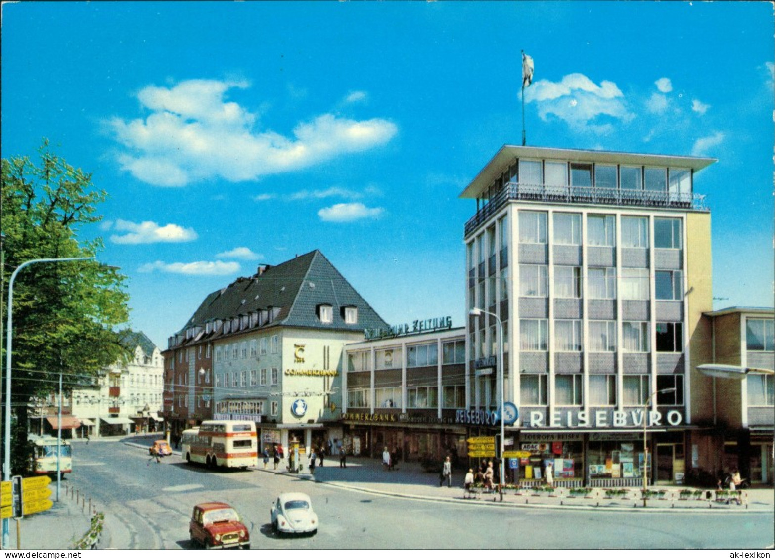 Moers Am Königl. Hof, Verkehr Auto VW Käfer Bus, Reisebüro 1977 - Mörs