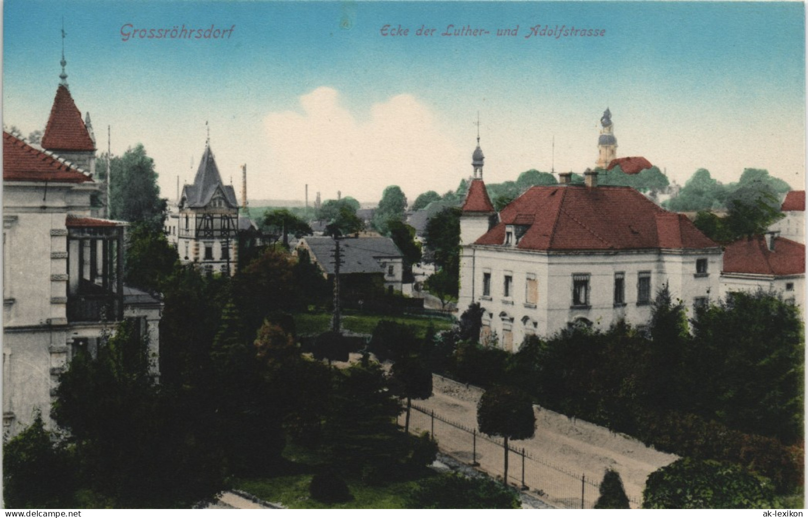 Ansichtskarte Großröhrsdorf Adolfstrasse Und Lutherstraße 1908 - Grossröhrsdorf