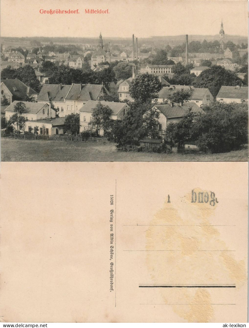 Ansichtskarte Großröhrsdorf Mitteldorf Fabriken 1913 - Grossroehrsdorf