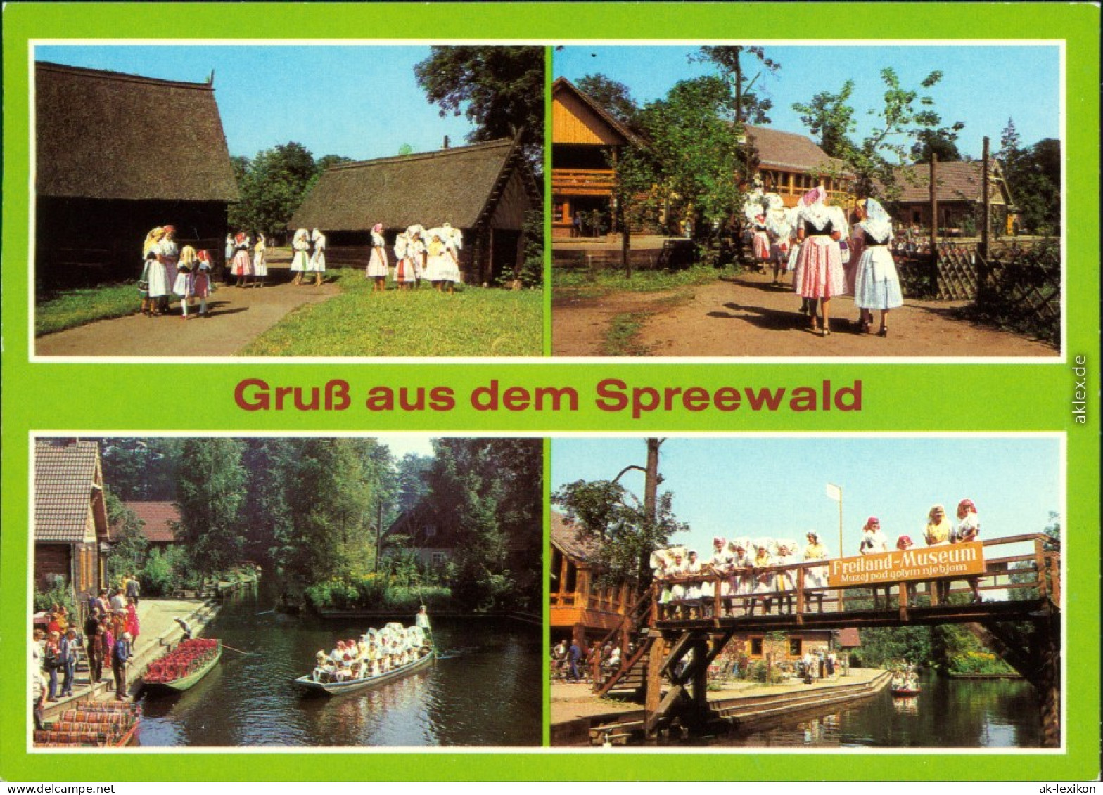 Lübbenau (Spreewald) Lubnjow Wendische-Trachten (Spreewald) Vor Hütten 1983 - Luebbenau