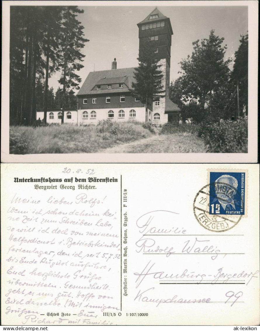 Cranzahl-Sehmatal Unterkunftshaus Bärenstein Bergwirt Georg Richter 1952 - Baerenstein