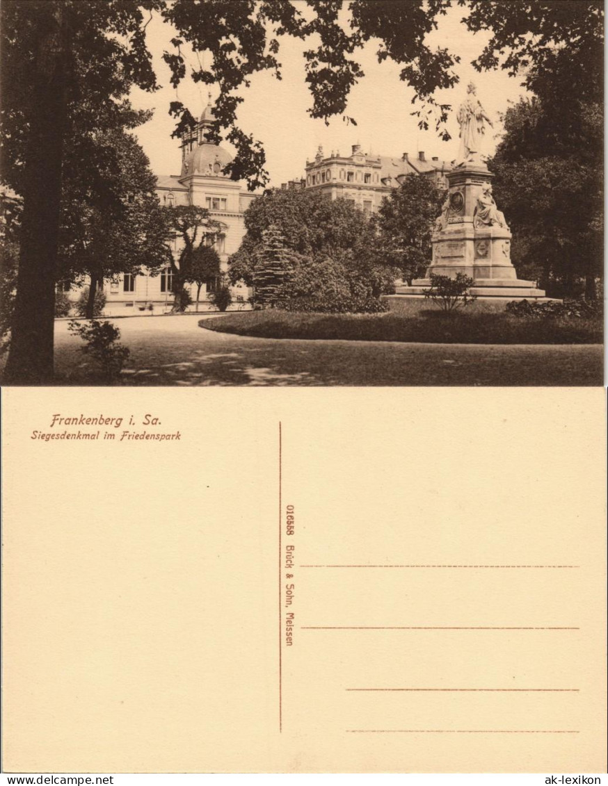 Ansichtskarte Frankenberg (Sachsen) Siegesdenkmal Im Friedenspark 1913 - Frankenberg