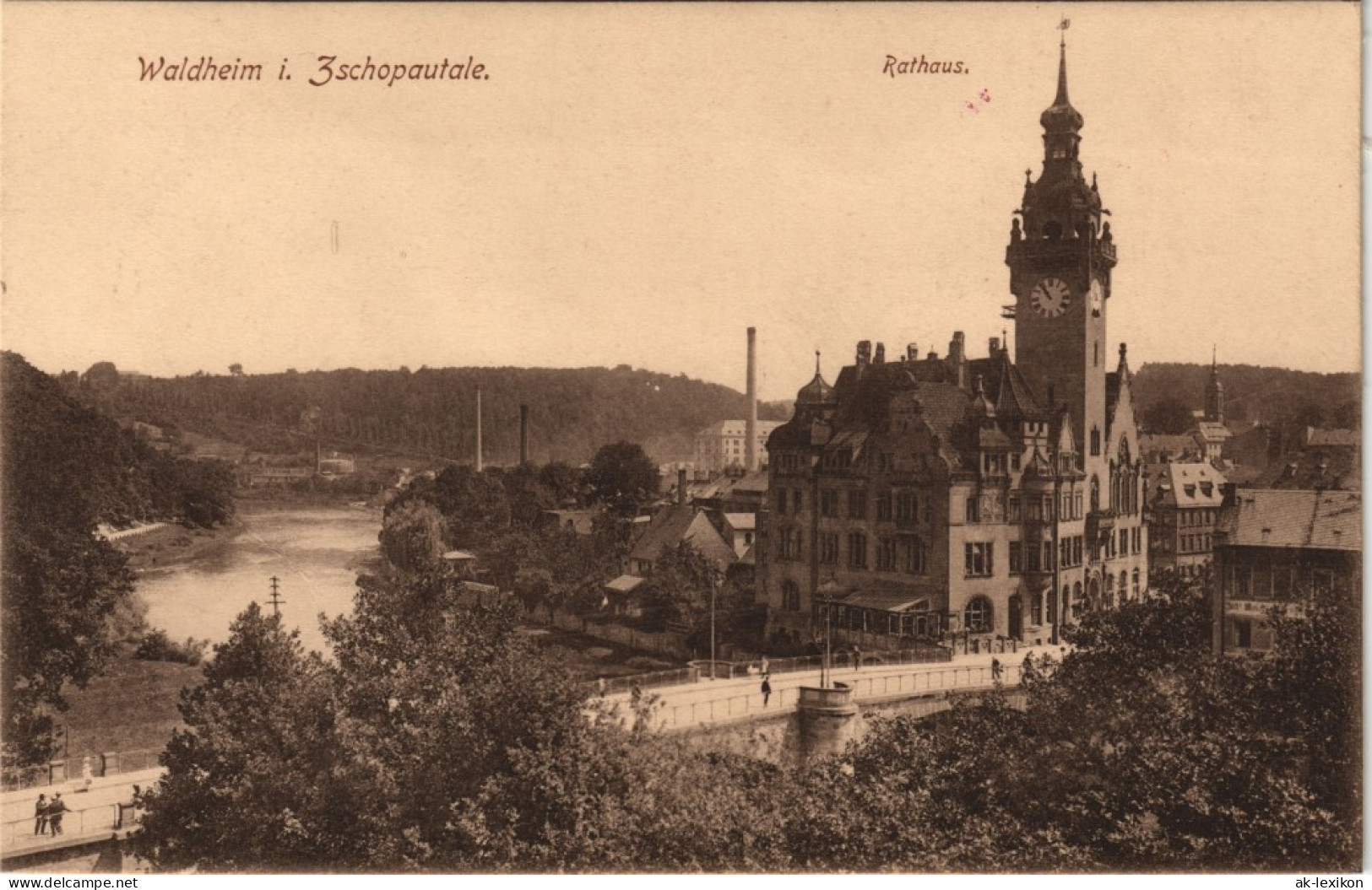 Ansichtskarte Waldheim (Sachsen) Stadtpartie, Rathaus Und Fabriken 1913 - Waldheim