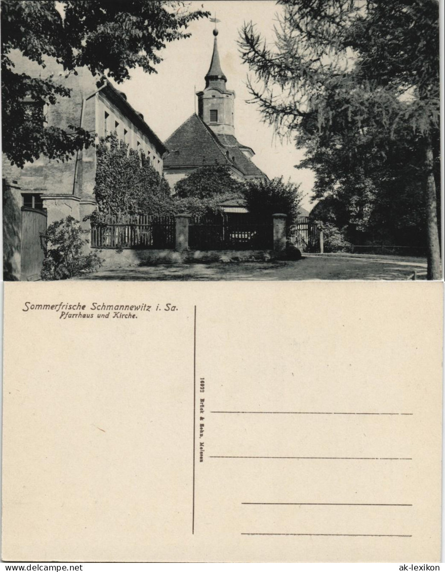 Ansichtskarte Schmannewitz-Dahlen Pfarrhaus Und Kirche 1914 - Dahlen