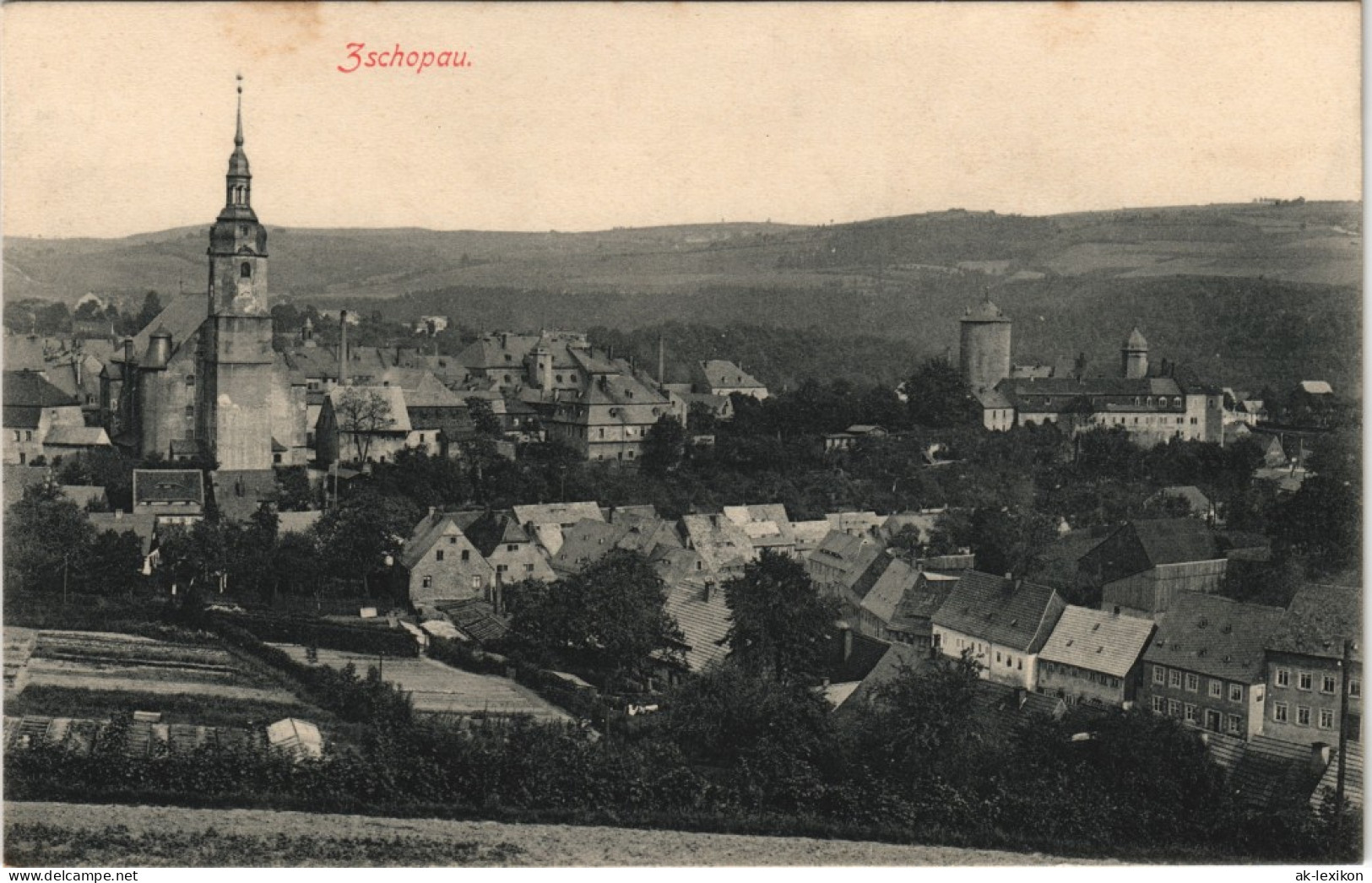 Ansichtskarte Zschopau Totalansicht 1913 - Zschopau