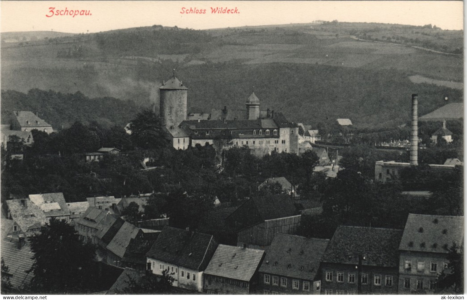 Ansichtskarte Zschopau Stadt Fabrik Schloß Wildeck 1914 - Zschopau