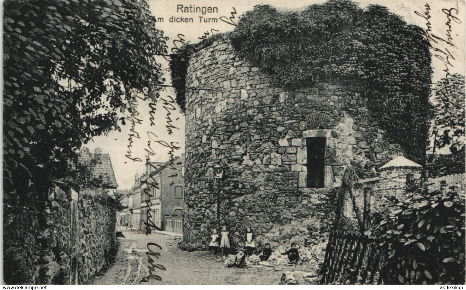 Ansichtskarte Ratingen Straßenpartie Am Dicken Turm Kinder 1909 - Ratingen