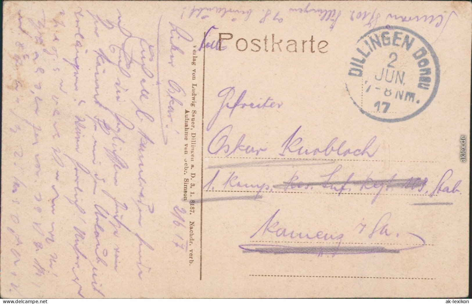 Dillingen A. D. Donau Straßenpartie, Obere Apotheke, Post Und Lyceum 1917  - Dillingen