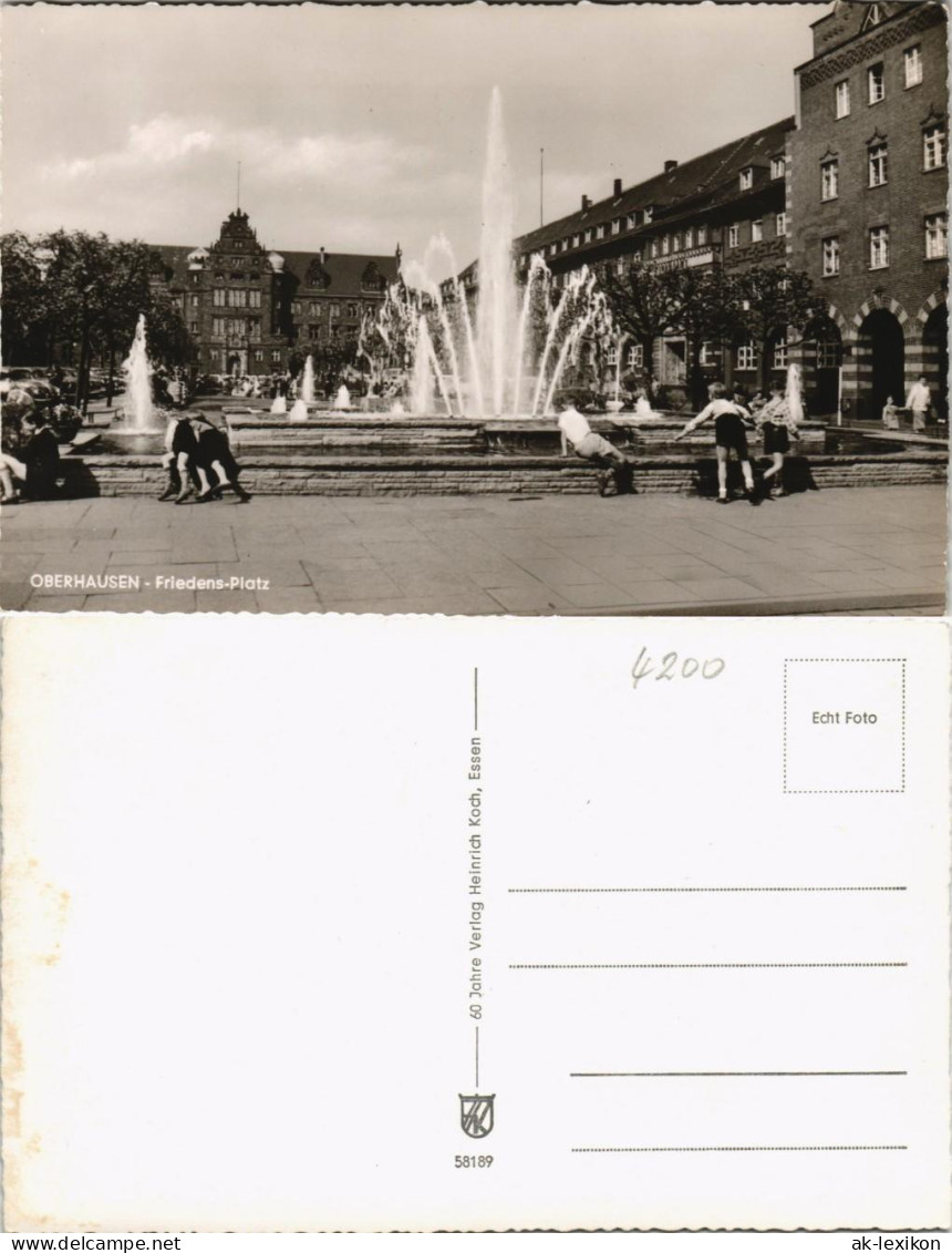 Oberhausen Friedensplatz Mit Brunnen, Wasserkunst, Wasserspiele 1960 - Oberhausen