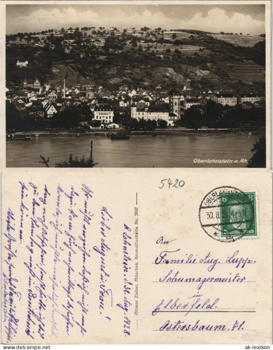 Ansichtskarte Oberlahnstein-Lahnstein Blick Auf Die Stadt - Fabrik 1928 - Lahnstein