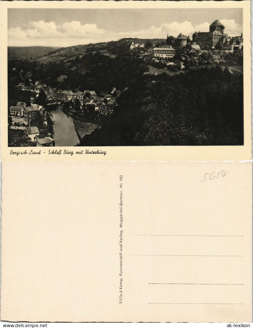 Ansichtskarte Burg An Der Wupper-Solingen Schloss Burg Mit Unterburg 1955 - Solingen